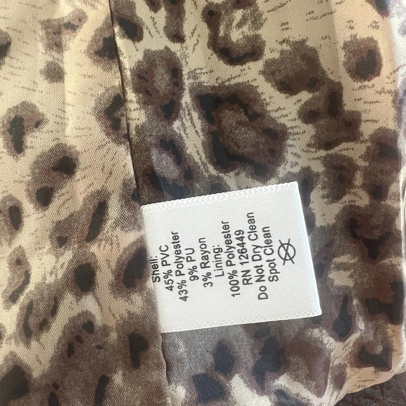 M By Marc Bouwer Sz M Brown Faux Leather Jacket Coat Side Lace up Leopard lining - Picture 15 of 16